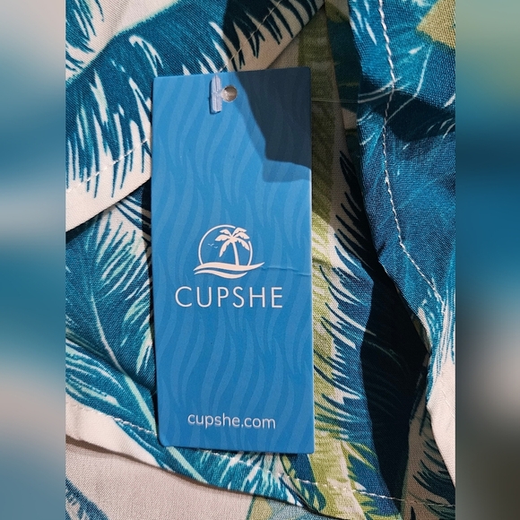 Cupshe One-Shoulder Tropical Dress in Blue and Green - Picture 6 of 14